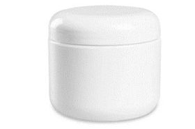 Double Wall Dome Jars - 4 oz, White Cosmetic-style jars for expensive moisturizers, creams and pomade. Wide mouth for easy filling and product removal. Chemical-resistant polypropylene. FDA compliant. Lined caps are included. Opening Diameter: 2 1/2"