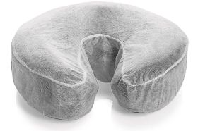 NRG Disposable Massage Fitted Face Rest Covers - White, 50/Pk. Finally an alternative to the standard flat drape face rest covers, or the nurse's cap styles we all have used. These disposable face rest covers look clean and professional and fit most face rest pads. No need to create a hole. This model has one built in. Made of a soft, comfortable, cotton-polyester blend that is spun-bound for extra softness. These disposable face covers are used to protect the face pad and the client's face from germs and bacteria (one time use only). Latex Free. 50 package.