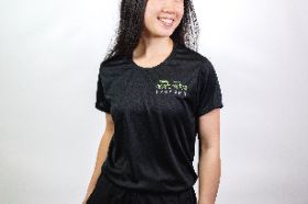 HT T-shirt 2XL BLACK WOMEN'S PERFORMANCE T-SHIRT Sport, Lady, Performance, Short Sleeve, 100% Polyester, Moisture Management, Self-Fabric Collar, Double Needle Stitch Hem, Tack, Feminine Cut, Antimicrobial