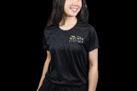 HT T-shirt M BLACK WOMEN'S PERFORMANCE T-SHIRT Sport, Lady, Performance, Short Sleeve, 100% Polyester, Moisture Management, Self-Fabric Collar, Double Needle Stitch Hem, Tack, Feminine Cut, Antimicrobial