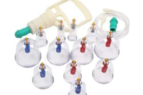 Kangzhu Cupping Therapy Set - 24 pcs Description One of our most popular cupping therapy sets is back by popular demand. The Kangzhu Cupping Therapy Set includes 24 polycarbonate cups with removable magnets. The Kangzhu Cupping Therapy Set is an excellent choice for manual cupping therapy practitioners. It offers a wide variety of cup sizes made of a very strong polycarbonate blend. These modestly priced cups are fully transparent, shock and heat resistant, and can be cleaned easily. Cup Sizes: 3" Circular Cup (4) 2.75" Circular Cup (4) 2.4" Circular Cup (4) 2.0" Circular Cup (4) 1.8" Circular Cup (2) 1.7" Contoured Cup (2) 1.4" Circular Cup (2) 0.8" Circular Cup (2) Cleaning Safety: Dishwasher safe (top rack only) PureGreen24 safe UV light safe