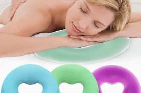 Hypoallergenic, reusable, silicone face pillow Easy to clean. Gives you complete access to back and neck. Great for people who don't want or like to put their face in a regular face cradle, making the massage more comfortable. Keeps your face in a position of comfort and relaxation while you receive a soothing massage. This full face rest gives you complete access to your back and neck making it easy to get massaged. Can be folded to provide support for your head or used face up to provide head and neck support while face up.