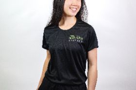 HT T-shirt XL BLACK WOMEN'S PERFORMANCE T-SHIRT Sport, Lady, Performance, Short Sleeve, 100% Polyester, Moisture Management, Self-Fabric Collar, Double Needle Stitch Hem, Tack, Feminine Cut, Antimicrobial