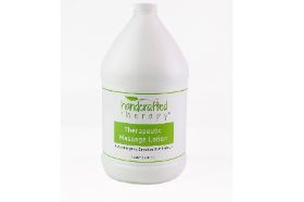 Handcrafted Therapy Therapeutic Massage Lotion Sensitive Skin Formula Professional Therapy Products This therapeutic massage lotion is made by a massage therapist and provides superior glide for great performance while allowing less reapplication throughout treatment. Professional therapy is enhanced with ingredients leaving even the most sensitive skin soft and moisturized. This unscented, hypoallergenic formula uses apricot, grapeseed, sesame, and canola oils that leave a non-greasy, light finish. Ingredients: Water, Ethylhexyl Palmitate, Prunus Armeniaca (Apricot), Kernel Oil, Cetearyl Alcohol, Cetyl Alcohol, Glycerin, Dimethicone, Polysorbate 60, Vitis Vinifera (Grape) Seed Extract, Vitis Vinifera (Grape) Seed Oil, Sesamum Indicum (Sesame) Seed Oil, Canola Oil, Tocopherol, Carbomer, Diazolidinyl Urea, Iodopropynyl Butylcarbamate, Triethanolamine. Paraben Free. Cruelty Free. 1 Gallon (128 fl. Oz.)